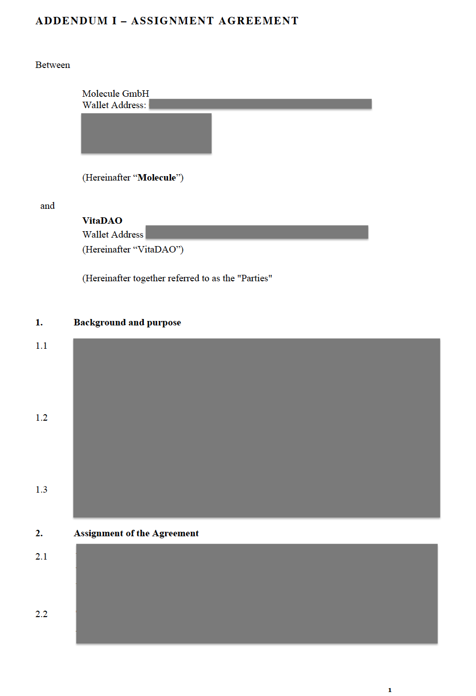ip nft licence agreement molecule dao